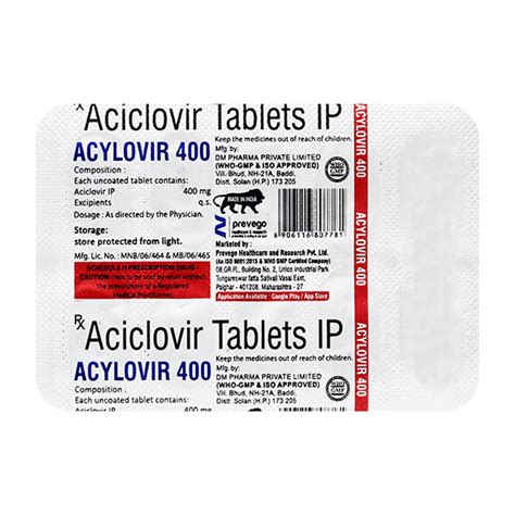 Acylovir 400mg Tablet Uses