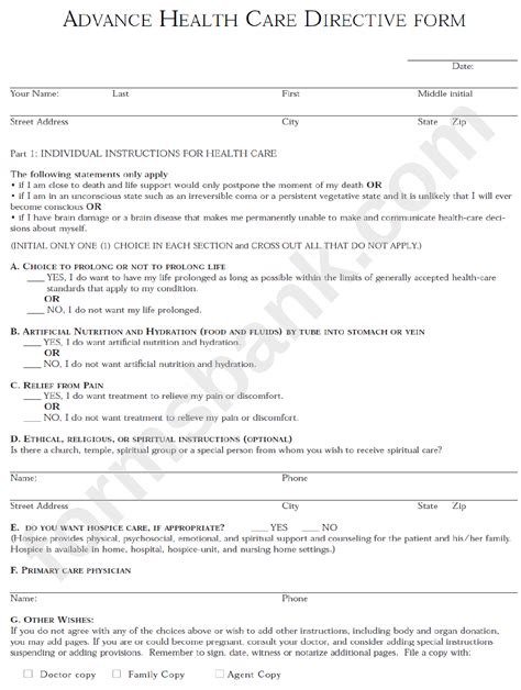 Advance Health Directive Forms by State