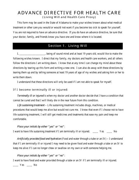 Advance Health Directive and Healthcare Proxy