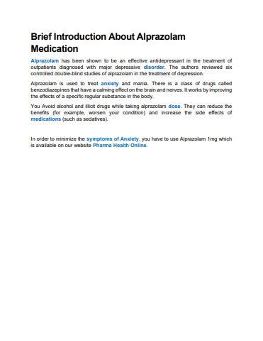 Alprazolam Introduction