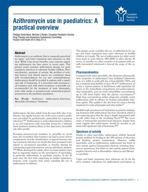 Azithromycin Practical Considerations