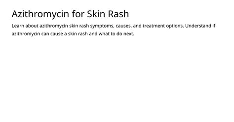 Azithromycin for Skin Infections