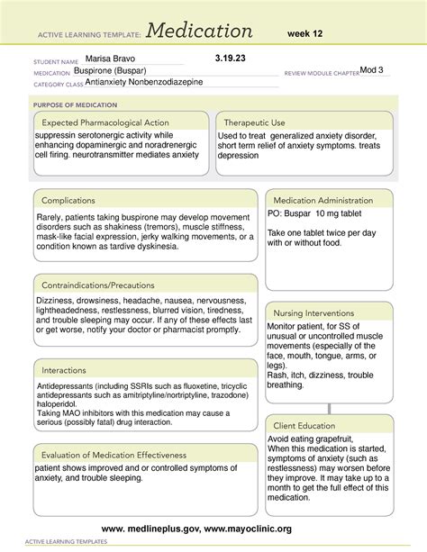 Buspar Special Considerations