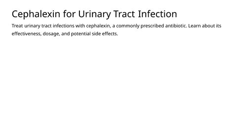 Cephalexin Urinary Tract Infections