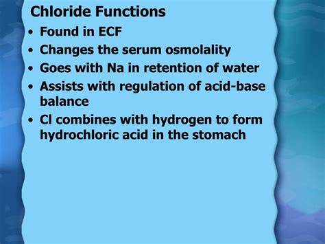 Chloride Functions