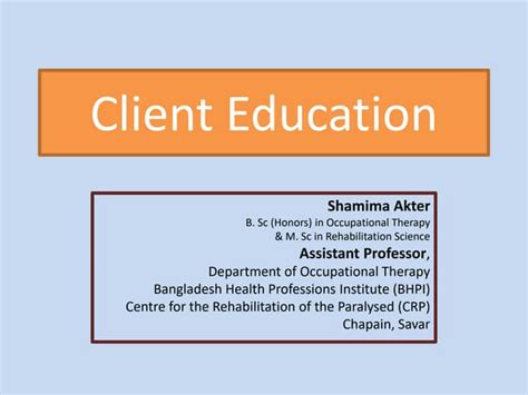 Client Education and Support