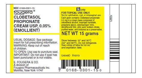 Clobetasol Propionate Cream Storage and Handling