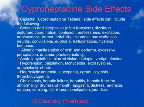 Cyproheptadine Side Effects