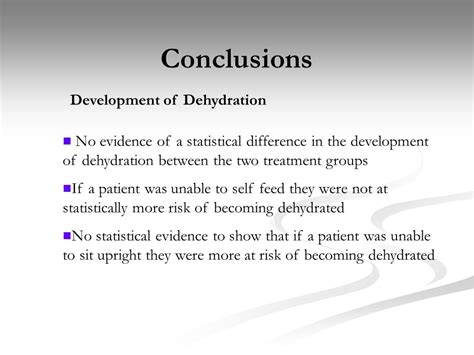 Dehydration Conclusion