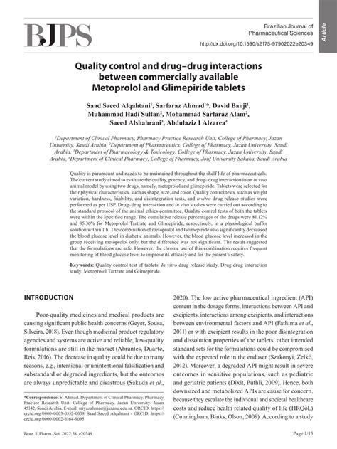Drug Interactions with Glimepiride
