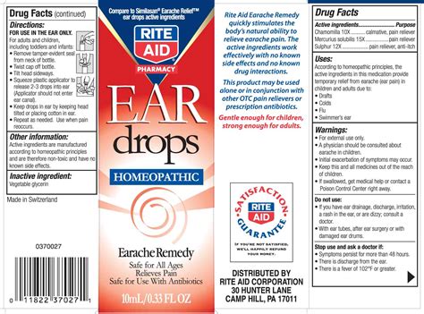 Ear Drop Ingredients