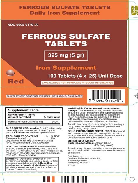 Ferrous Sulfate 325 Dosage