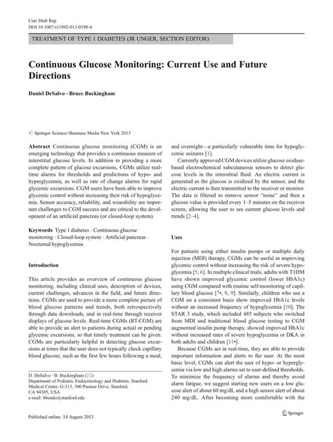 Future Directions in Glucose Management