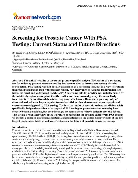 Future PSA Test Directions