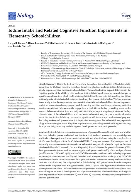 Iodine and Cognitive Function