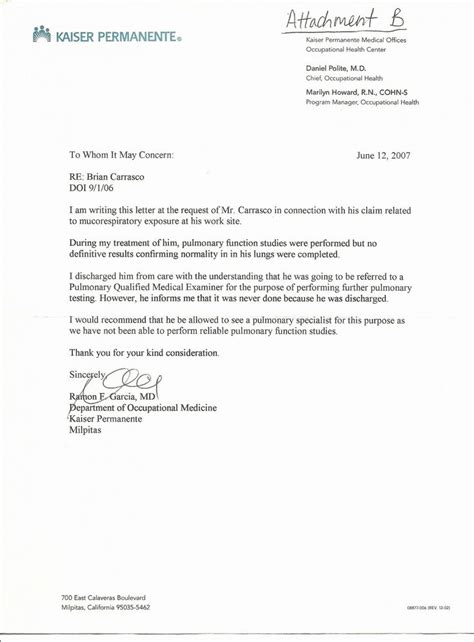 Kaiser Permanente Doctor Note Examples