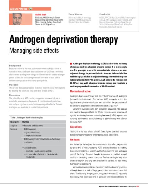 Managing Side Effects of Androgen Deprivation Therapy