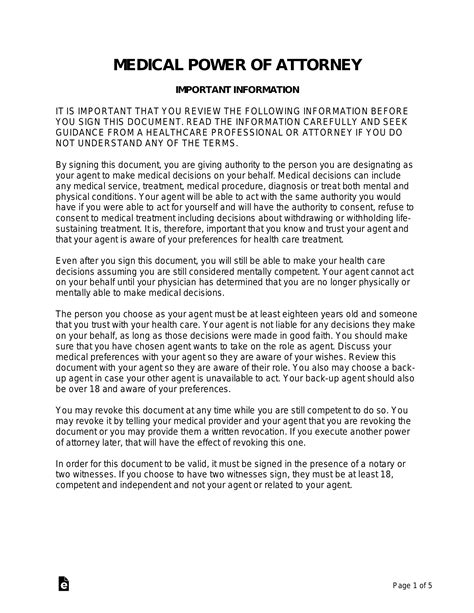 Medical Power of Attorney