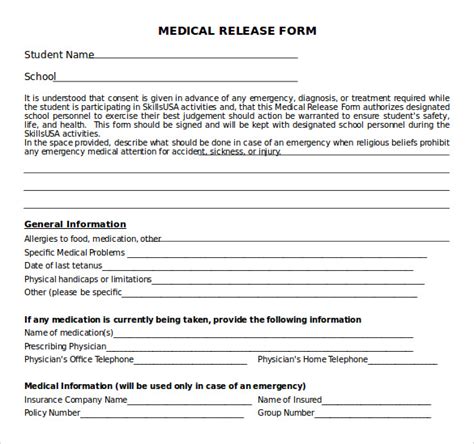 Medical Release Form Examples