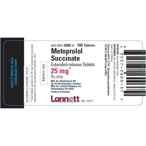 Metoprolol ER 25mg Tablet
