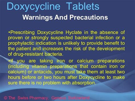 Precautions and contraindications of Doxycycline 100mg