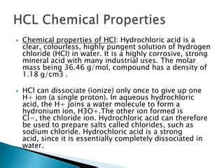 Properties of Hydrochloric Acid