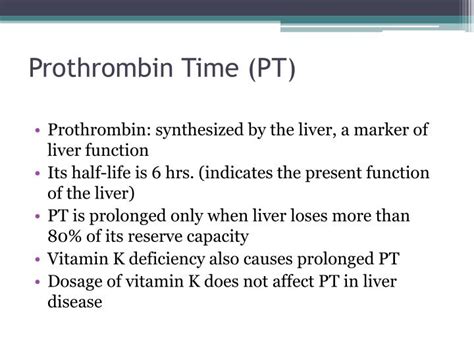 Prothrombin Ratio and Liver Disease