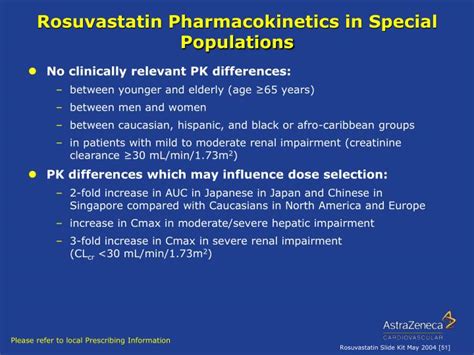 Rosuvastatin in Special Populations