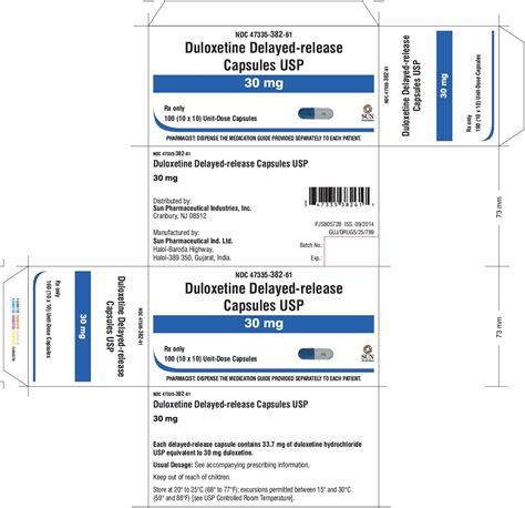 Side Effects of Duloxetine HCl DR 30mg