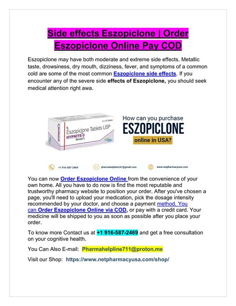 Side Effects of Eszopiclone