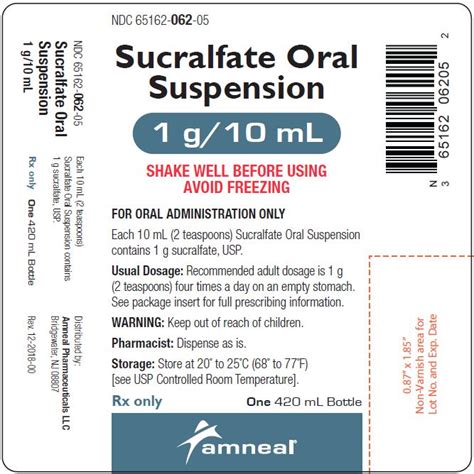 Sucralfate Oral Suspension Dosage