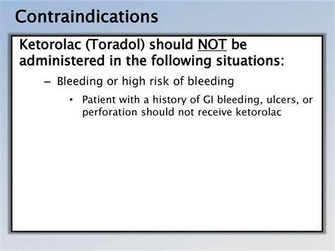 Toradol Contraindications