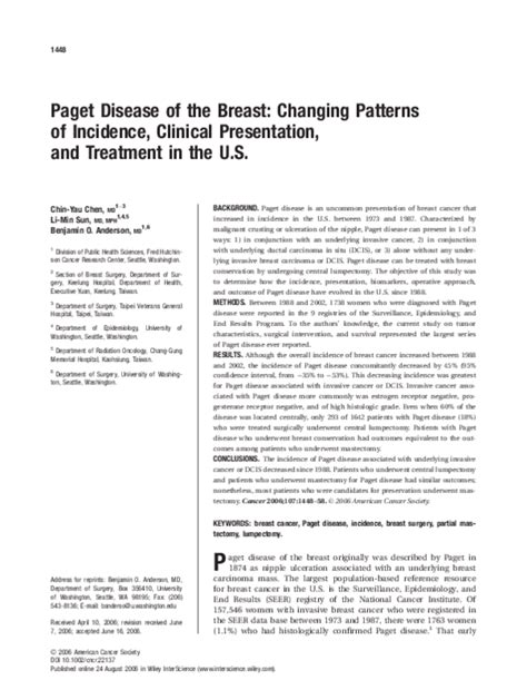 Treatment Options for Paget's Disease of the Breast