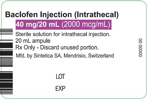 Baclofen administration and dosage