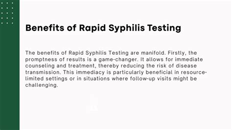 Benefits of syphilis testing
