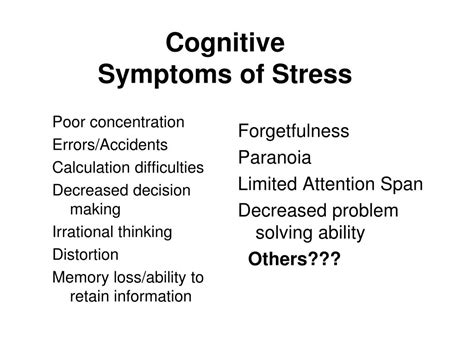 Cognitive signs of stress