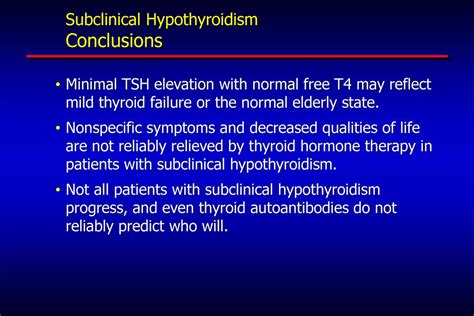 conclusion subclinical hypothyroidism