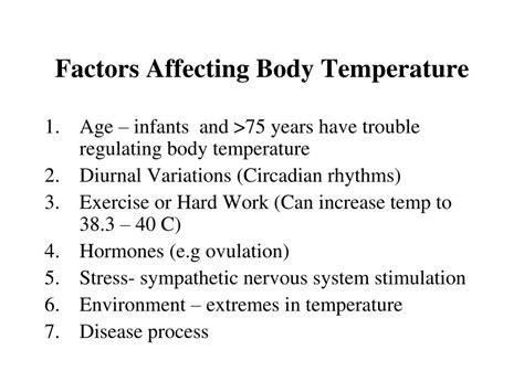 factors influencing body temperature