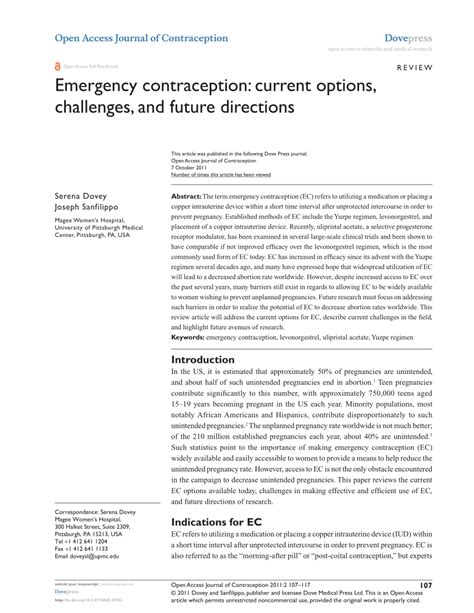 Future Directions for Emergency Contraception
