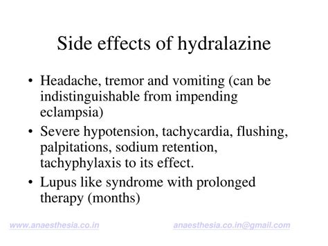 Hydralazine side effects in elderly