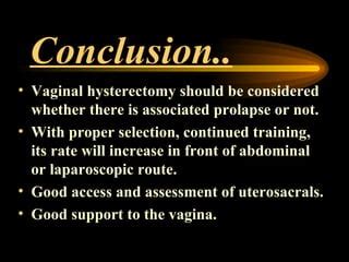 Hysterectomy Conclusion