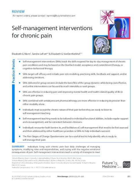 Interventions for Chronic Pain