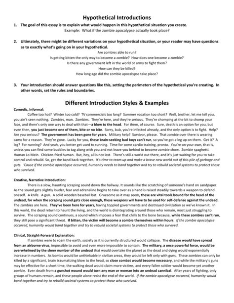 Introduction to Hypothetical Scenarios