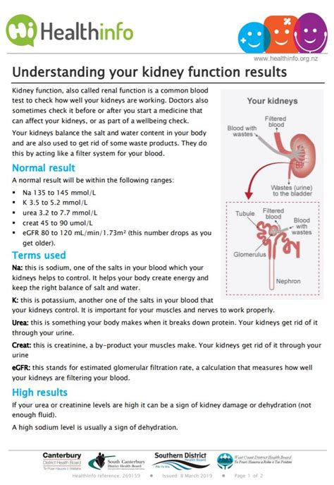 kidney function blood test results