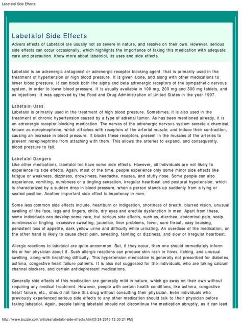 Labetalol Side Effects Overview