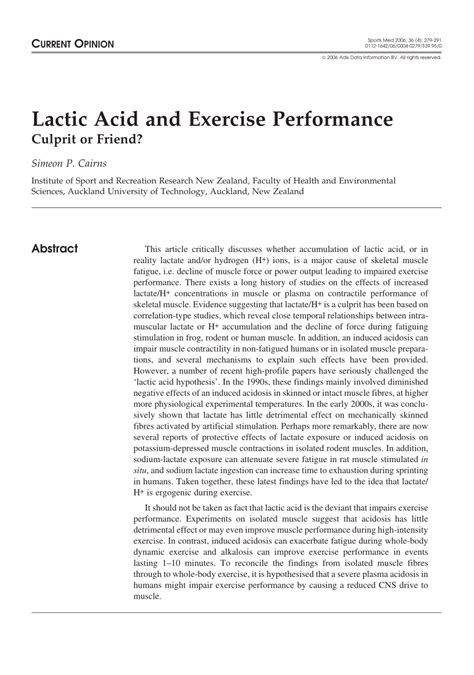 Lactic Acid Athletic Performance