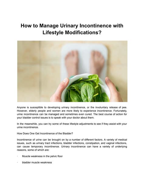 Lifestyle Modifications for Urge Incontinence