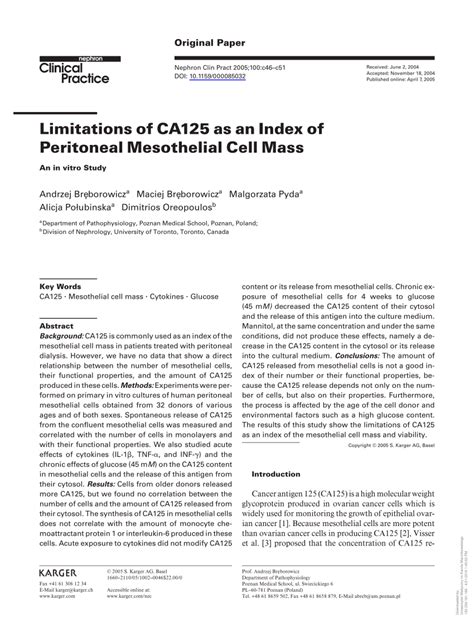 Limitations of CA 125