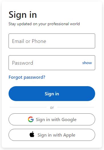 LinkedIn Sign In Page