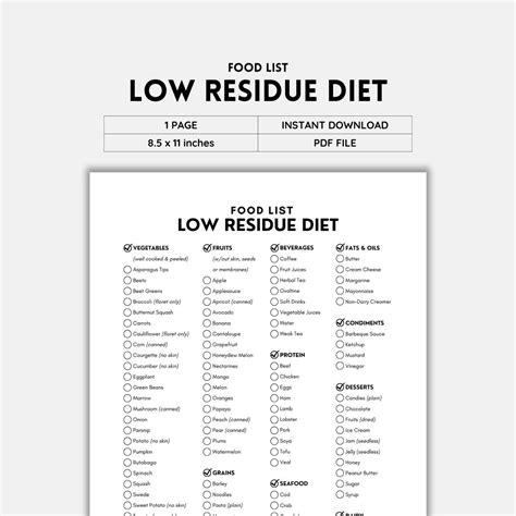 low residue foods list